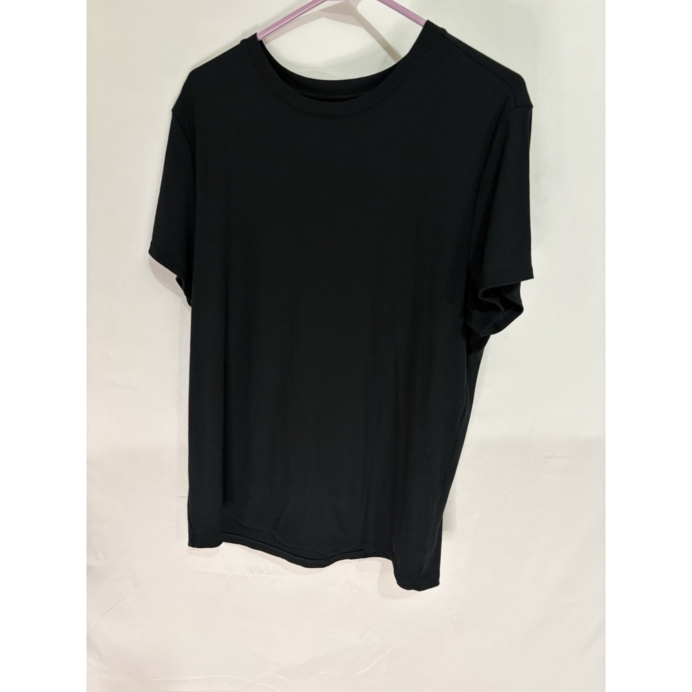 TomboyX Black Essential Ribbed T Shirt 2XL Unisex Crew Neck Tee